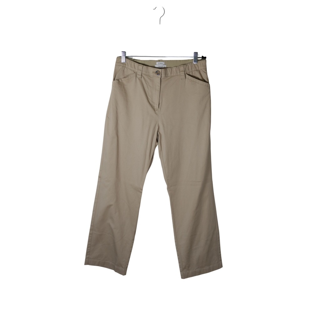 LL Bean Classic Fit Khaki Chino Pants Womens 14 Regular Tan Stretch 269032